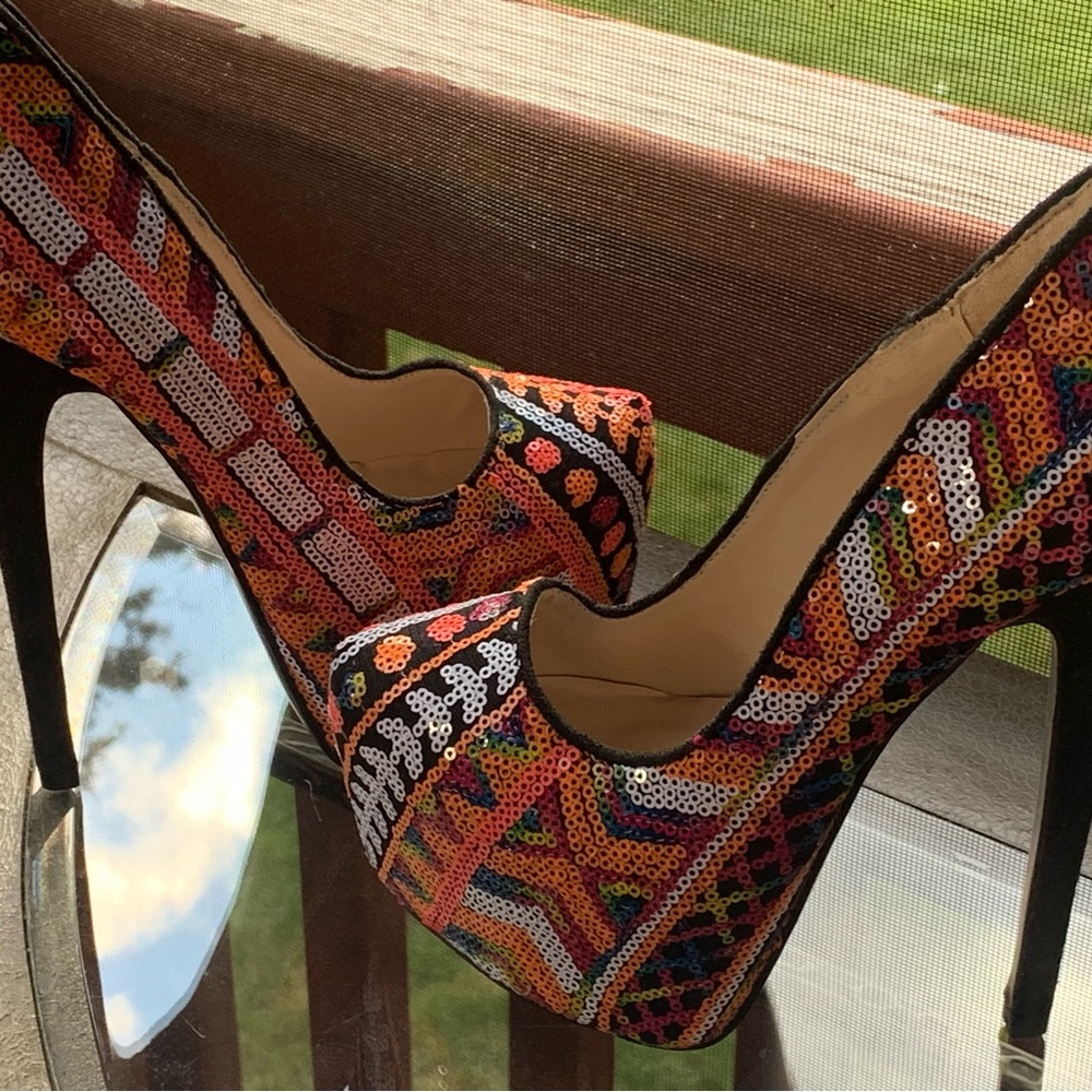 Multicolored Sequence Platform Stilettos - image 2